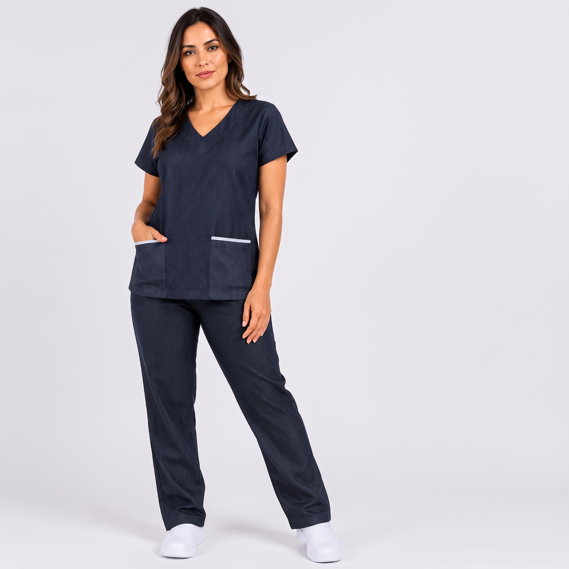 Pijama cirúrgico feminino azul-marinho
